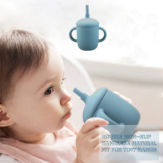 New Design Baby Feeding Cup Straw Water Bottle Sippy Cup Silicone Baby Learning Drinkware Child Leak Proof Cup Kids Supplies